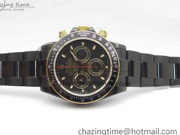 0415 Modern Daytona Kravitz YG DLC BP Maker Best Edition Black Dial On DLC Bracelet A4130 (Free Leather Strap) 3572